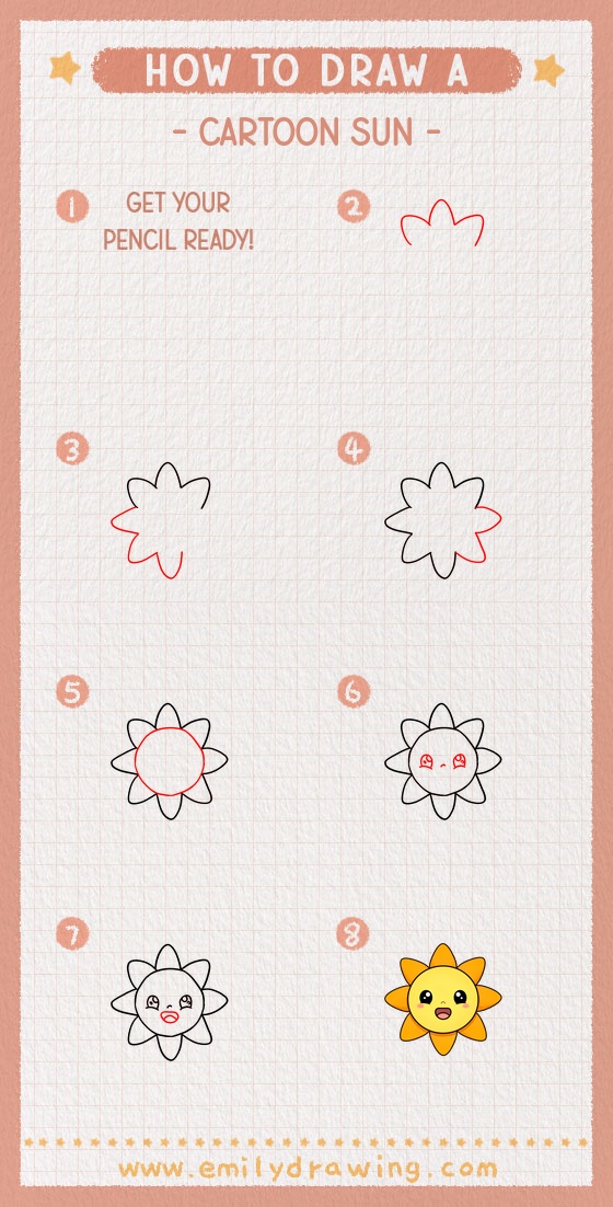 how to draw a cartoon sun pinterest pin